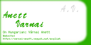 anett varnai business card